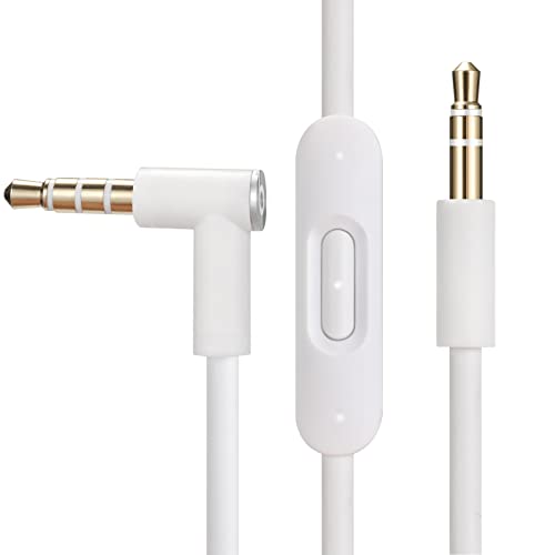 Replacement Audio Cable Cord Wire,Compatible with Beats Headphones Studio Solo Pro Detox Wireless Mixr Executive Pill with in Line Mic and Control (White)