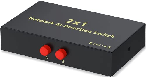 Ethernet RJ45 Network Switch Selector, 2Port RJ45 Gigabit Splitter Selector Switch Hub 2-in 1-Out or 1-in 2-Out 10/1000M Metal Housing