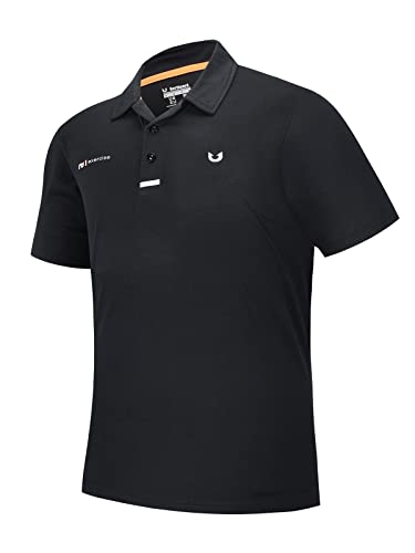 NORTHYARD Men's Golf Polo Shirts Long & Short Sleeve Quick Dry Athletic Casual Shirt Performance Sport Tennis Dry Fit T-Shirt Black S