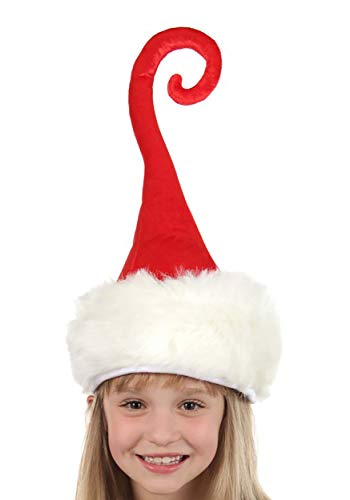 Curly Q Santa Plush Hat Standard Red