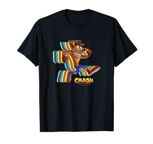 Crash Bandicoot Retro Crash Rainbow Vintage Action Glitch T-Shirt