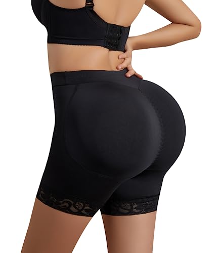 WEICHENS Women Bigger Butt Enhancer Butt Lifter Padded Lace Shapewear Control Panties Seamless Thicker Fake Buttock Underwear Black 3XL