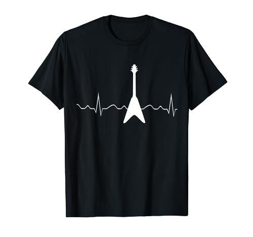 Electric Guitar Heartbeat Flying V T-Shirt