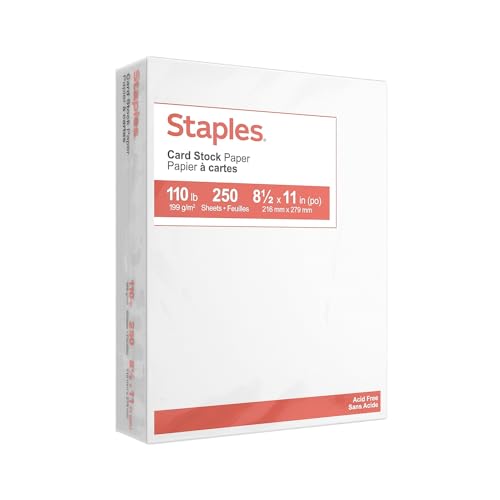 Staples 490887 Cardstock Paper 110 lbs 8.5-Inch x 11-Inch White 250/Pack (49701)