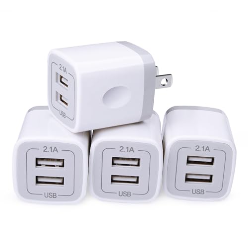 USB Wall Charger, Cube Charger 2 Port Charging Box 4Pack 2.1A/5V Home Travel Charger Plug USB Power Adapter Charging Station Base for iPhone 15 14 13 12 11 Pro Max XR XS X 8 7 Plus, Pad, Pod, Samsung