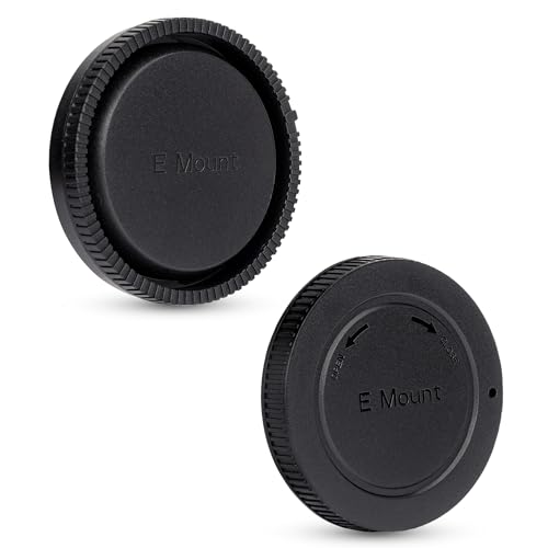 E-Mount Body Cap & Rear Lens Cap Cover Kit for Sony A7 A7II A7III A7IV A7S II III A7R II III A7RIV A7RV A7CR A7C II A7CII A9 A6700 A6600 A6400 A6300 A6100 A6000 ZV-E1 ZV-E10 & More Sony Camera & Lens