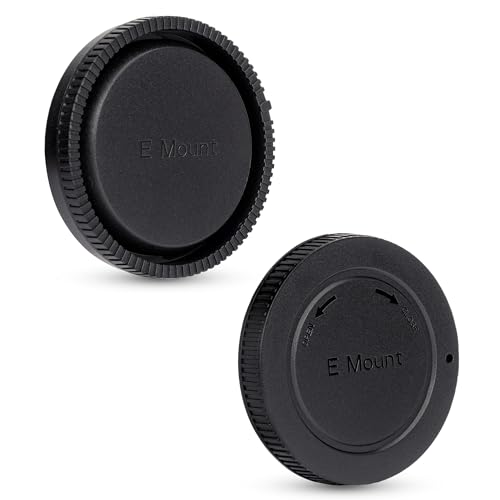 JJC E-Mount Body Cap & Rear Lens Cap Cover Kit for Sony A7 A7II A7III A7IV A7S II III A7R II III A7RIV A7RV A7CR A7C II A6700 A6600 A6400 A6300 A6100 A6000 ZV-E10 II ZV-E1 & More Sony Camera & Lens
