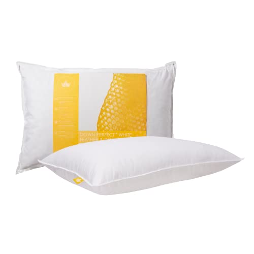 Canadian Down & Feather Co - Medium Support Down Perfect White Feather & Down Pillow Queen Size - 240 TC Shell 100% Cotton - Oeko TEX Certified