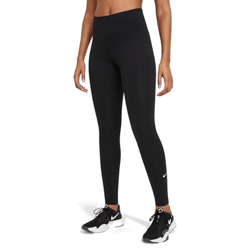 Nike Dri-FIT One Women's Mid-Rise Leggings Tights DD0252-010 Size L Black/White