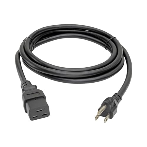 Tripp Lite Heavy-Duty Power Cord, 15A, 14AWG (IEC-320-C19 to NEMA 5-15P) 10-ft.(P034-010) Black