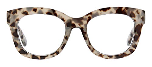 Peepers by PeeperSpecs Women's Center Stage Oversized Blue Light Blocking Reading Glasses, Gray Tortoise, 51 + 2.5