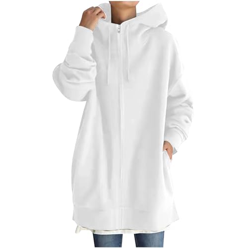 Ceboyel Women Oversized Sweatshirt Loose Fit Full Zip Up Fashion Long Hoodies Trendy Y2K Jackets Winter Outfits Clothes 2023 Fall Clothes for Women 2023 Plus Size Sexy White S