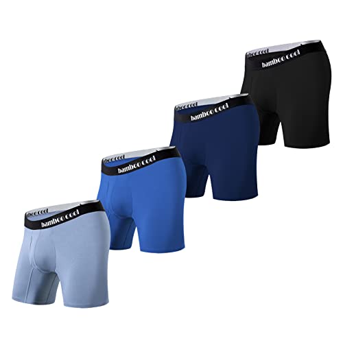 BAMBOO COOL Men’s Underwear Boxer Briefs Soft Comfortable Bamboo Viscose Breathable Underwear Trunks (4 Pack)