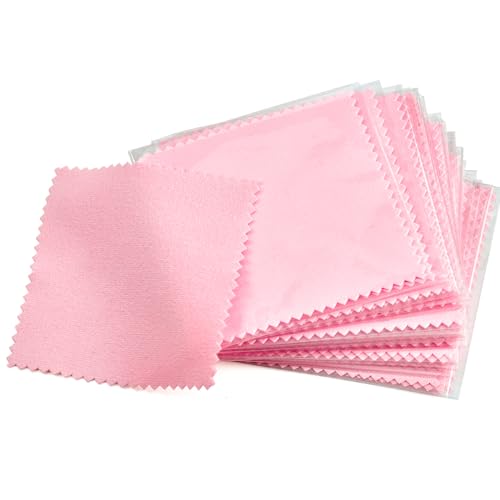 Bcowos 120pcs Jewelry Cleaning Cloth Polishing Cloth Pink - Individually Wrapped Jewelry Polishing Cloths - Silver Polishing Cloth for Jewelry, Gold, Sterling Silver, Platinum, Watch (3.15' x 3.15')
