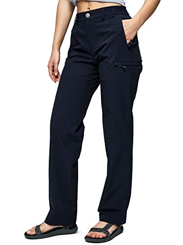 MIER Women's Quick Dry Cargo Pants Lightweight Tactical Hiking Pants with 6 Pockets, Stretchy and Water-Resistant, Navy, 10