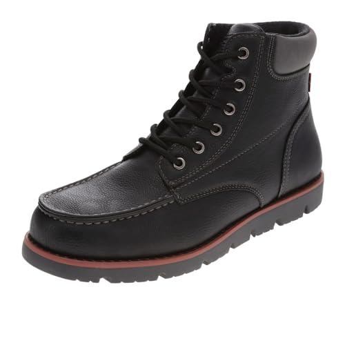 Levi's Mens Dean SH Vegan Leather Lace Up Moc Toe Rugged Casual Boot, Black/Charcoal, 11 M