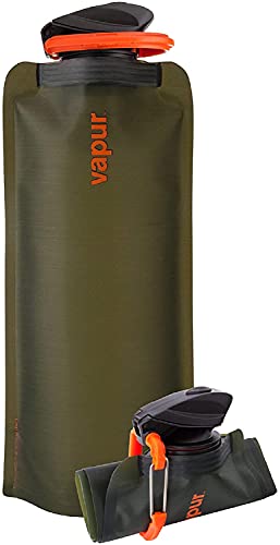Vapur Flexible, Collapsible Wide Mouth Anti-Bottle with Detachable Carabiner, 23 Ounce, Olive, Pack of 1