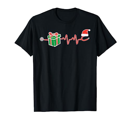 Stethoscope Heartbeat Christmas Nurse Xmas Nursing Scrub Top T-Shirt