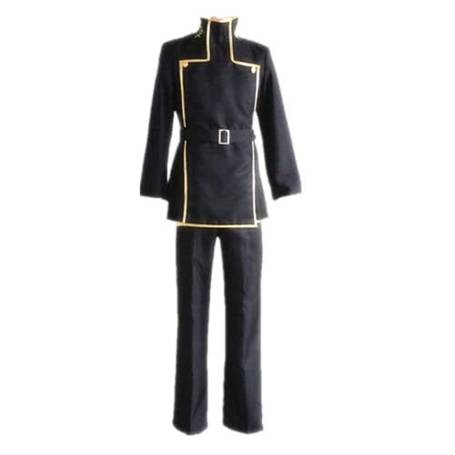 1122 Code Geass Cosplay Lelouch Lamperouge Japanese School Uniform Black Set Code Geass Lelouch vi Britannia Costume (Male, L)