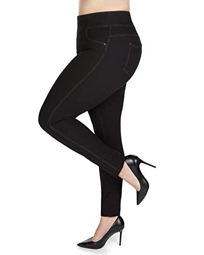SlimMe Cotton Blend Denim Shaping Jean Leggings Black Large/X-Large
