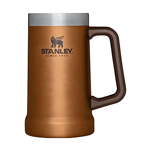 Stanley Adventure Big Grip Beer Stein, 24oz Stainless Steel Beer Mug, Double Wall Vacuum Insulation, Maple