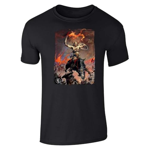 Pop Threads The Berserker by Frank Frazetta Art Graphic Tee T-Shirt for Men Black 4XL