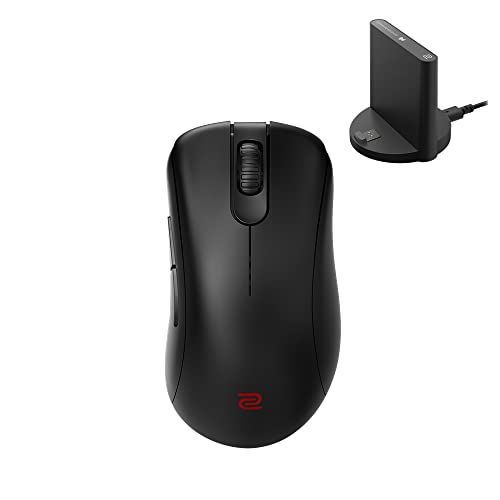 BenQ ZOWIE EC2-CW Wireless Ergonomic Gaming Mouse for Esports | Enhanced Receiver | 24-step Scroll Wheel | Driverless | Matte Black Coating | Medium Size