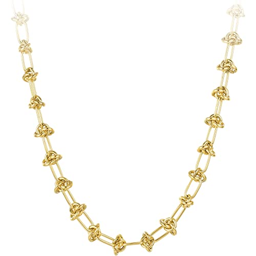 EF ENFASHION Punk Big Mariner Link Chain Necklace 18k Gold Plated Stainless Steel Chunky Statement Necklaces for Women