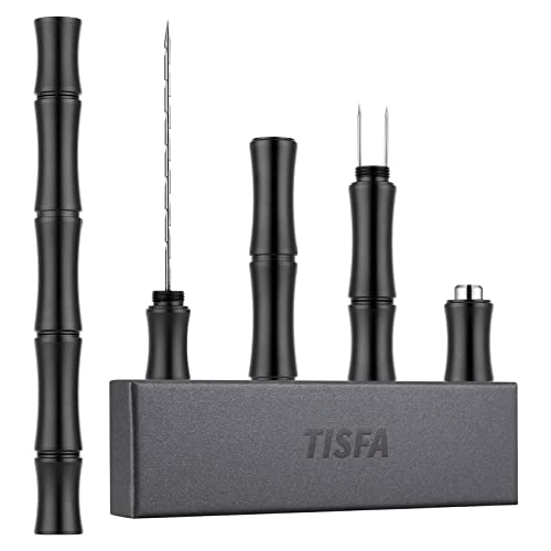 TISFA Cigar Draw Enhancer Tool, 3-in-1 Cigar Punch Set with Draw Enhancer Cutter and Twin Nubber, Ultra Sharp Stainless Steel Punch Cigar Cutters (Black)
