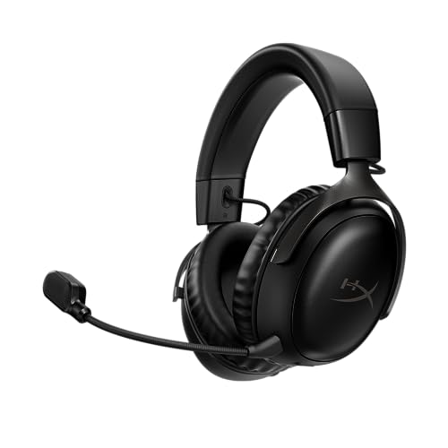 HyperX Cloud III Wireless – Gaming Headset for PC, PS5, PS4, up to 120-hour Battery, 2.4GHz Wireless, DTS Spatial Audio, 53mm Angled Drivers, Memory Foam, Durable Frame, 10mm Microphone, Black