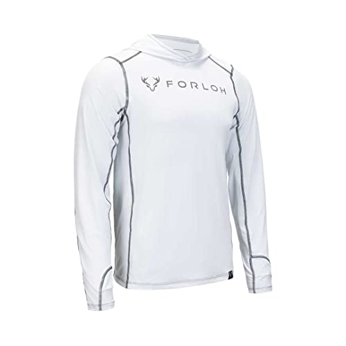 FORLOH Men's IShield SolAir Hooded Long Sleeve Shirt - Lightweight Sun Shirt/Insect & UV Protection (Large, Glacier)