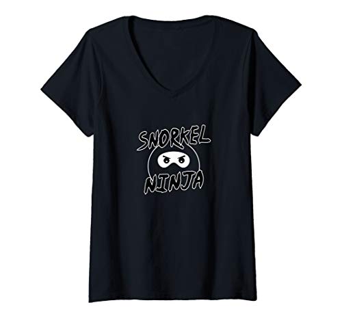 Womens Snorkel Ninja – Novelty Snorkeling, Swimming V-Neck T-Shirt