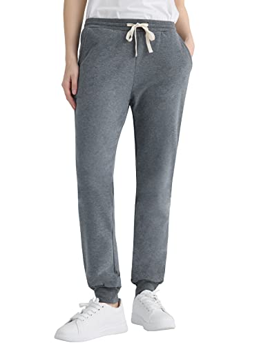 Weintee Women's Petite Joggers Cotton Sweatpants with Pockets L Granite Heather