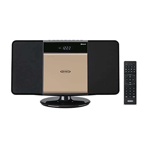 Jensen JBS-300 Champagne Gold Modern Bluetooth Stereo Music System for Home with CD/MP3/WMA Player Wireless Streaming USB Port for MP3 Playback | AM/FM Stereo (Remote Included) (Limited Edition)