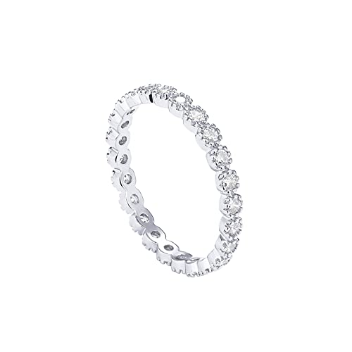 PAVOI 14K White Gold Plated Rings Cubic Zirconia Band | Marquise Milgrain Eternity Bands | White Gold Rings for Women Size 5