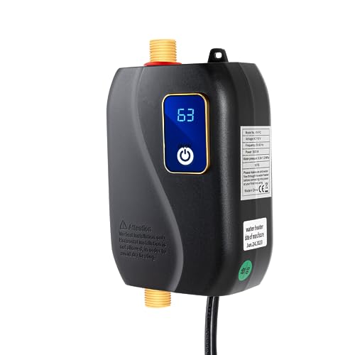 3000W 110V Tankless Water Heater, Mini Tank Electric Water Heater for Hot Water Under Kitchen Sink, Electric Tankless Instant Hot Water Heater with LCD Display Kitchen Washing, US Plug