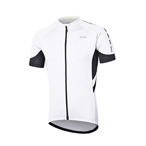 ARSUXEO Men's Short Sleeves Cycling Jersey Bicycle MTB Bike Shirt 636 White Size L