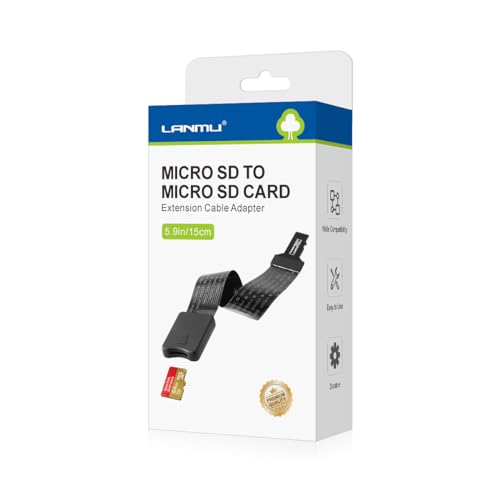 LANMU Micro SD to Micro SD Card Extension Cable Adapter Flexible Extender Compatible with Ender 3 Pro/Ender 3/Ender 3 V2/Ender 5 Plus/Ender 5 Pro/CR-10S Pro/Raspberry Pi(5.9in/15cm)