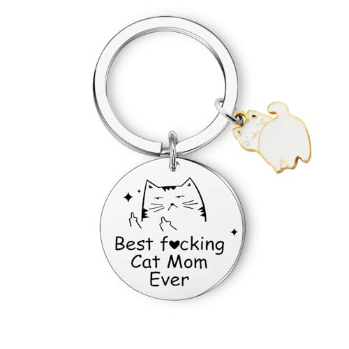 COLORFUL BLING Cat Dad Mom Keychain Cute Paw Charm Keyring Funny Pet Lover Gift Couple Friendship Accessory-mom