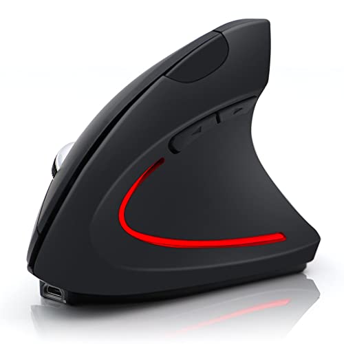 Scettar Ergonomic Mouse Wireless, Vertical Mouse-Rechargeable 2.4GHz, Portable, Thumb Buttons,800/1200/1600 DPI,6 Buttons-Optical for Laptop/PC/Desktop/Mac - Matte Black