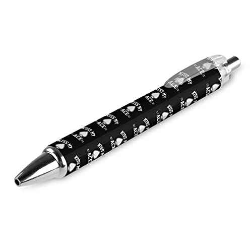 Kiss My Ace Poker Retractable Ballpoint Pen Fine Point Blue Inks for Men Women Diary Pens 1 PCS