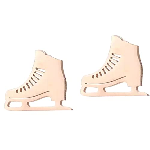 Ice Skating Studs for Girls - Figure Skating Earrings - Ice Skating Studs - Ice Skating Jewelry - Sports Earrings - Steel Studs (Ice Skating - Rose Gold)