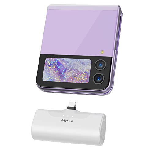 iWALK Small USB C Portable Charger, 4500mAh Portable Phone Charger for Android, Power Bank Battery Pack Compatible with Samsung Galaxy S23 Ultra/S22/Z Flip5/Z Flip4/Note/Moto/LG/Google Pixel, White