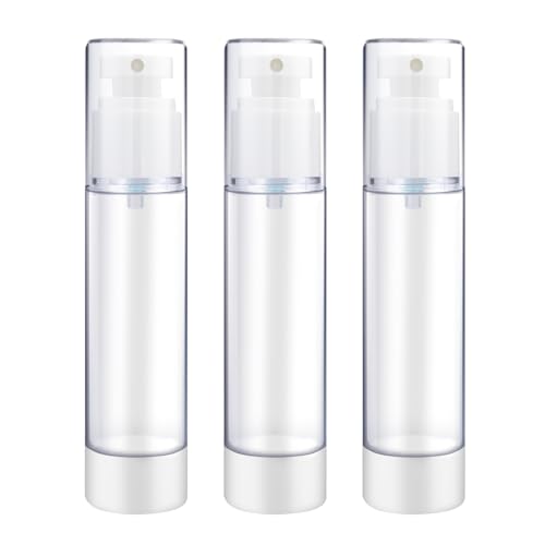 Abeillo 3PCS Airless Pump Bottles, Fine Mist Spray Bottles, Small Refillable Liquid Containers, Clear Leak Proof Travel Spray Bottles 50 Ml/1.7 Oz for Hair Perfume Skin Care Liquid