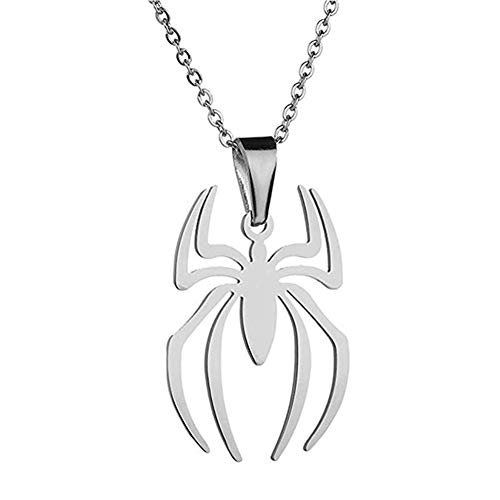 RZCXBS Spider Pendant Necklace Lightweight Surgical Stainless Steel Charm Spider Clavicle Chains for Boys Girls Women(Silver)