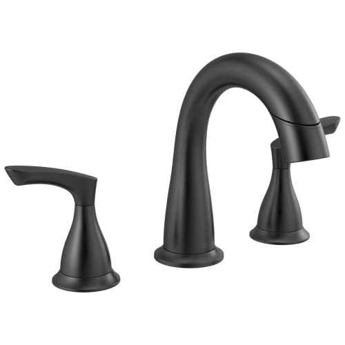 Delta Faucet Broadmoor Pull Down Bathroom Faucet Black, Bathroom Pull Out Faucet, Widespread Bathroom Faucet 3 Hole with Magnet Dock, Bathroom Sink Faucet, Matte Black 35765LF-BLPD