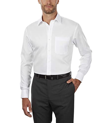 Tommy Hilfiger Men's Dress Shirt Regular Fit Non Iron Solid, White, 16.5' Neck 34'-35' Sleeve