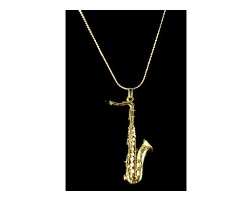 Golden Tenor Sax Necklace, Harmony Collection