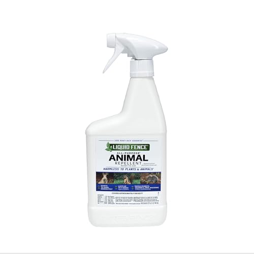 Liquid Fence All-Purpose Animal Repellent, Repels Rabbits, Squirrels, Mice, Raccoons And Other Small Mammals, Harmless to Plants and Animals When Used & Stored as Directed, 32 fl Ounce Spray