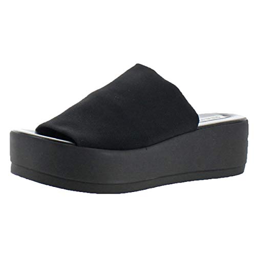 Steve Madden womens Slinky30 Wedge Sandal, Black, 8 US